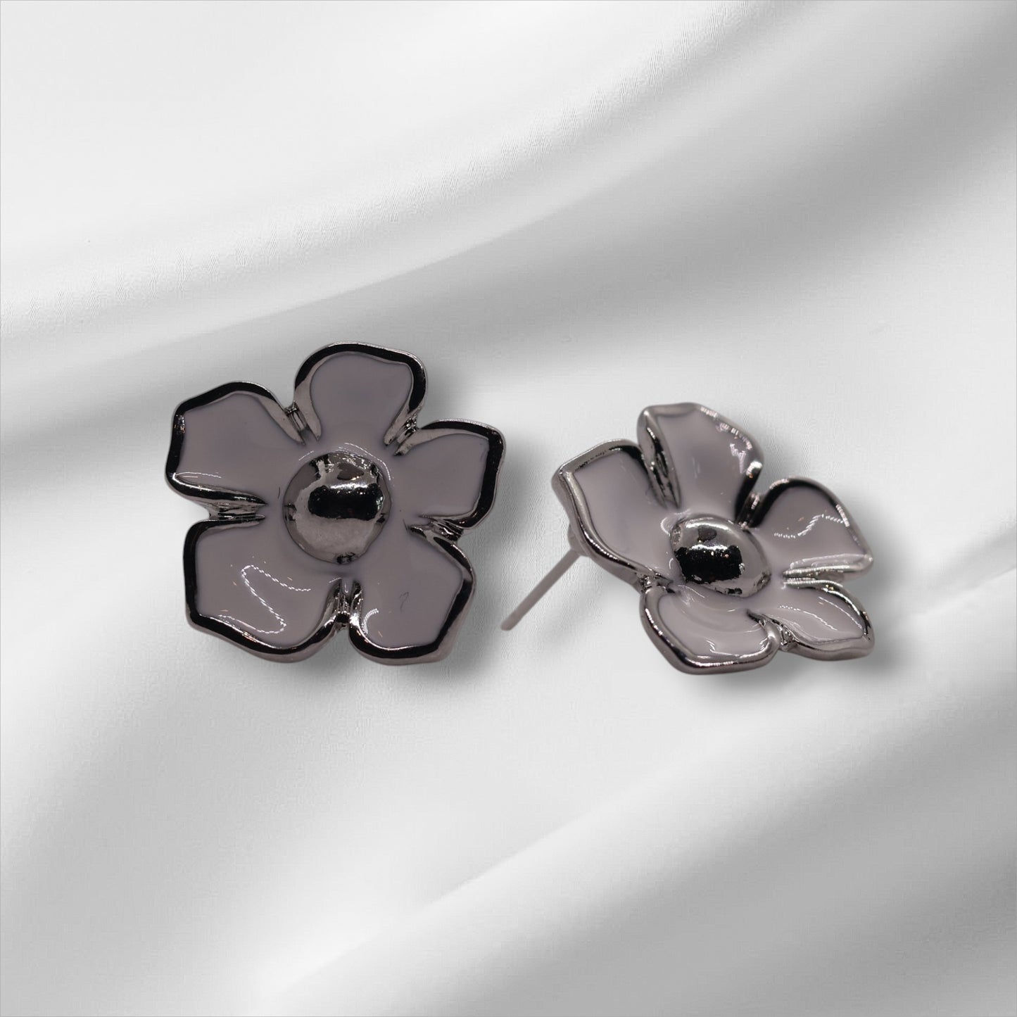 The Floral Earrings (Steel)